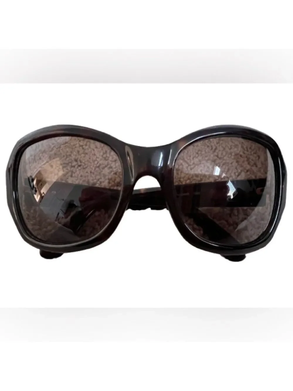 Kate Spade Dark Tortoiseshell Sloane Sunglasses with Amber Side Stones